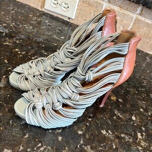 Gianni BINI Mint Green Leather Strappy Heels! 6.5